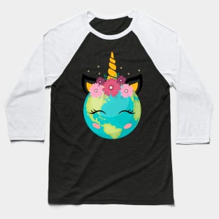 Earth Day Unicorn Cute Girls Baseball T-Shirt